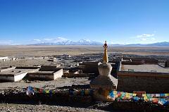 
I climb up above the chorten and mani wall on the northern edge of Darchen for a view of the village and the Barkha Plain stretching to Gurla Mandhata.
